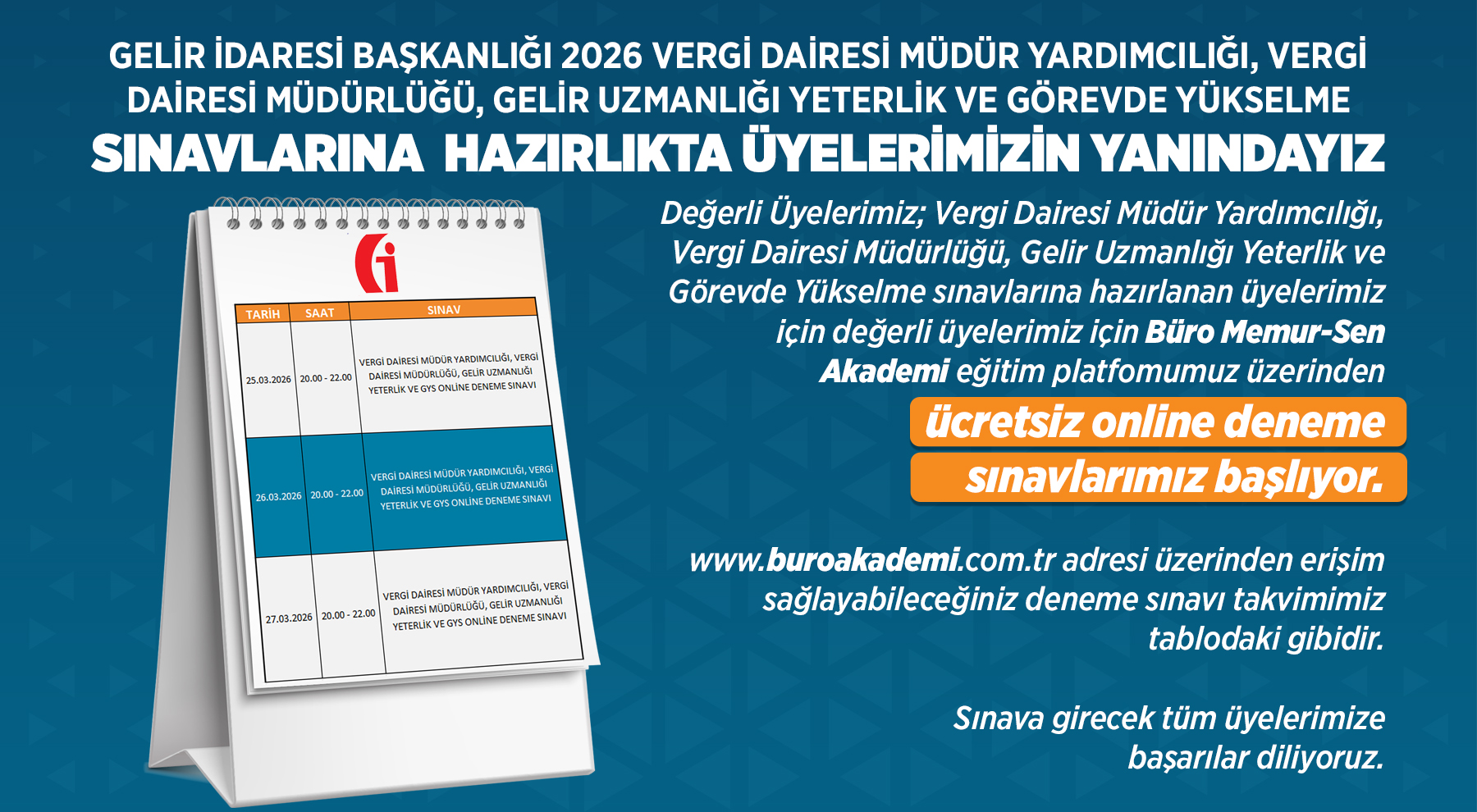 GELİR İDARESİ BAŞK. ONLİNE DENEME SINAV TAKVİMİ